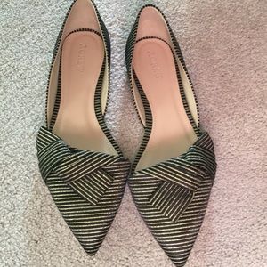 JCREW Black and Gold D’orsay Flats (8.5) NWOB